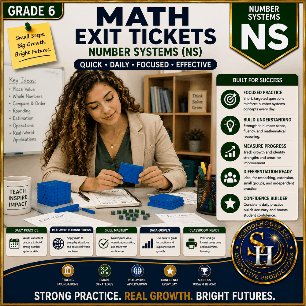 6th Grade The Number System Math Exit Tickets cover