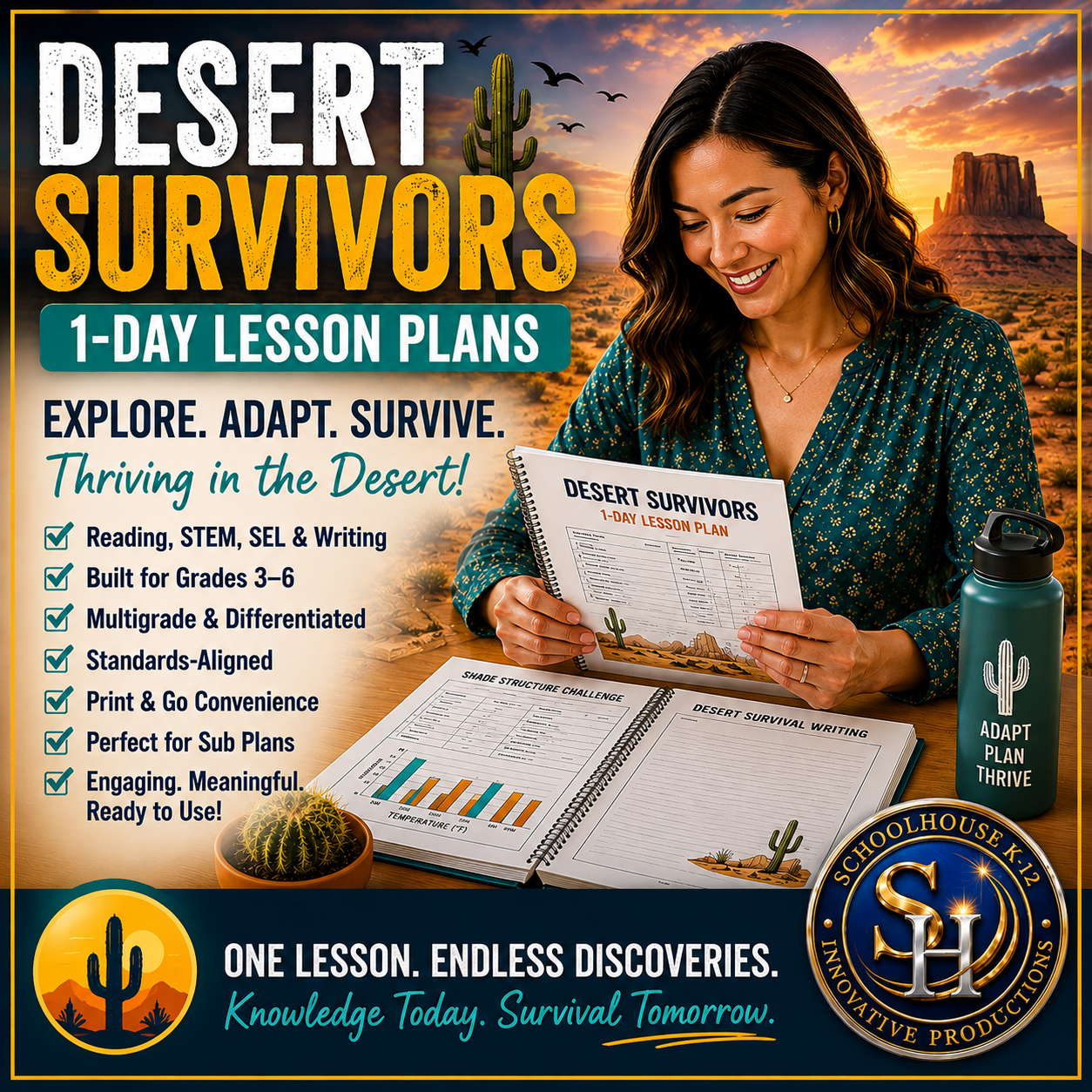 Desert Survivors 1-Day Lesson Plans cover, Grades 3rd–6th