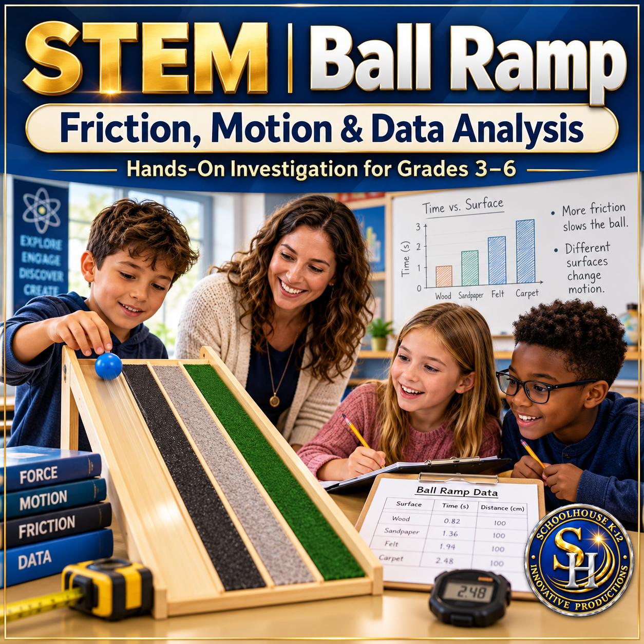 Ball Ramp | Friction, Motion & Data Analysis cover, Grades 3rd–6th
