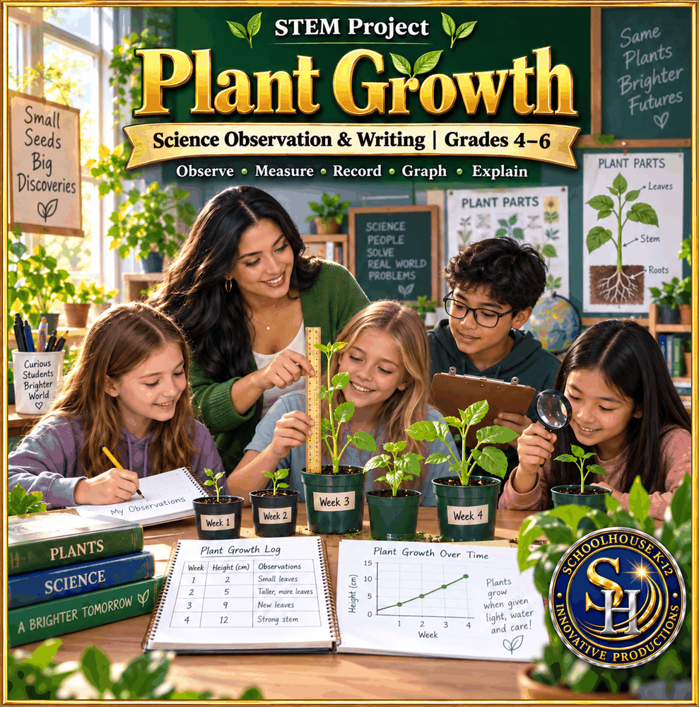 Plant Growth STEM Project cover, Grades 4th–6th