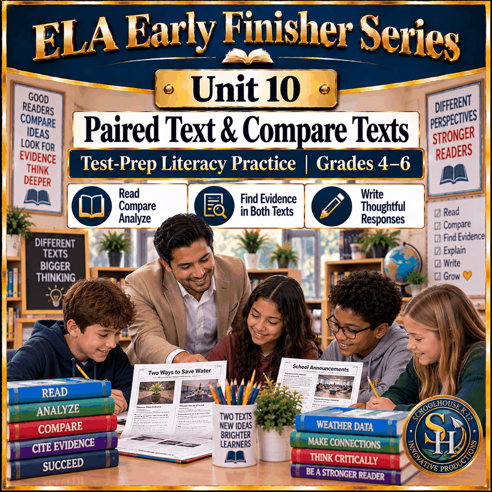 ELA Early Finisher Series Unit 10: Paired-Text Comparison, Grades 4th–6th