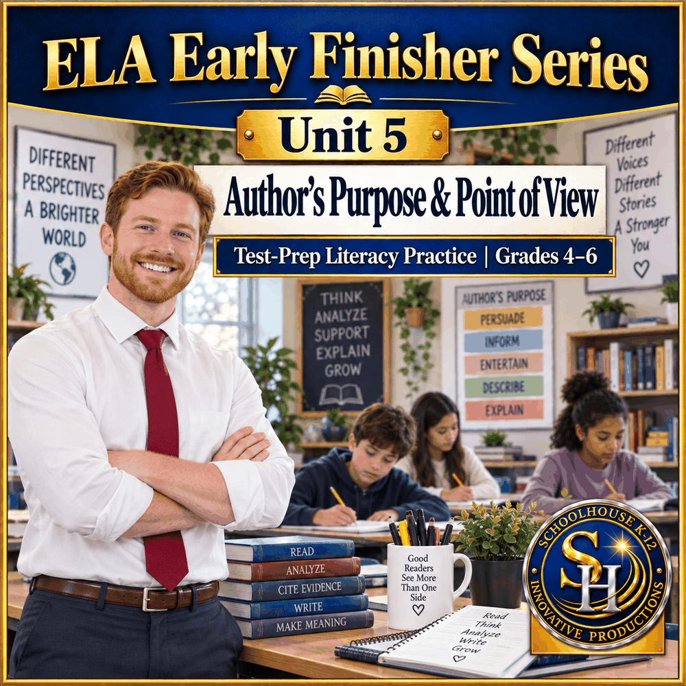ELA Early Finisher Series Unit 5: Author’s Purpose & Point of View, Grades 4th–6th